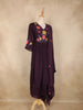 Wine Purple Floral Thread Embroidered Design Cotton Anarkali Salwar Suit with Dupatta