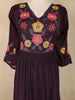 Wine Purple Floral Thread Embroidered Design Cotton Anarkali Salwar Suit with Dupatta