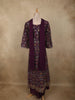 Wine Purple Floral Zari Embroidered Design Organza Mastani Palazzo Suit