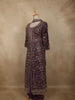 Wine Purple Floral Zari Embroidered Design Organza Mastani Palazzo Suit