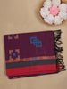 Wine Purple Geometric Design Cotton Saree