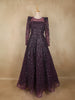 Wine Purple Heavy Sequins Embellished Design Party Wear Net Gown