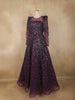 Wine Purple Heavy Sequins Embellished Design Party Wear Net Gown