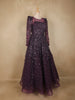 Wine Purple Heavy Sequins Embellished Design Party Wear Net Gown