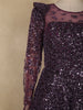 Wine Purple Heavy Sequins Embellished Design Party Wear Net Gown