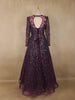 Wine Purple Heavy Sequins Embellished Design Party Wear Net Gown
