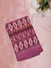 Wine Purple Ikat Printed Design Mixed Cotton Saree