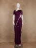 Wine Purple Solid with Sequin Embellishment Satin Saree - Diadem