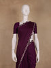 Wine Purple Solid with Sequin Embellishment Satin Saree - Diadem