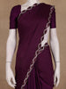 Wine Purple Solid with Sequin Embellishment Satin Saree - Diadem