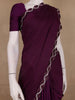 Wine Purple Solid with Sequin Embellishment Satin Saree - Diadem