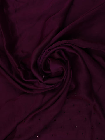 Wine Purple Solid with Sequin Embellishment Satin Saree - Diadem