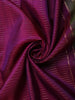 Wine Purple Striped Woven Kanchipuram Silk Saree with Contrast Peacock Blue Border