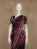 Wine Purple and Black Checked Floral Design Cotton Saree