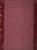 Wine Red Checked Thread Embroidered Design Pure Tussar Saree with Stripes Border