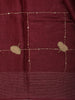 Wine Red Checked Thread Embroidered Design Pure Tussar Saree with Stripes Border