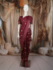 Wine Red Checked Thread Embroidered Design Pure Tussar Saree with Stripes Border