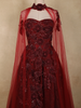 Wine Red Floral Appliqué Embellished Net Designer Gown