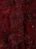 Wine Red Floral Appliqué Embellished Net Designer Gown