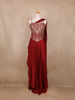 Wine Red Floral Georgette Gown – Elegant Party Wear for Women
