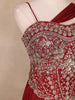 Wine Red Floral Georgette Gown – Elegant Party Wear for Women