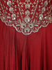 Wine Red Floral Georgette Gown – Elegant Party Wear for Women