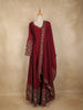 Wine Red Floral Embroidered Design Georgette Gown with Dupatta
