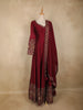Wine Red Floral Embroidered Design Georgette Gown with Dupatta