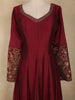 Wine Red Floral Embroidered Design Georgette Gown with Dupatta