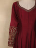 Wine Red Floral Embroidered Design Georgette Gown with Dupatta