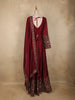 Wine Red Floral Embroidered Design Georgette Gown with Dupatta