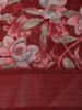 Wine Red Floral Printed Design Mixed Cotton Saree