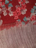 Wine Red Floral Printed Raw Silk Saree - Diadem