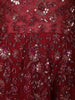 Wine Red Sequins Embellished Design Net Ball Gown with Cape