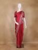 Wine Red Solid Design Semi Banarasi Silk Saree
