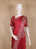 Wine Red Solid Design Semi Banarasi Silk Saree