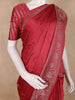 Wine Red Solid Design Semi Banarasi Silk Saree