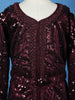 Wine Sequin And Bead Embroidered Kids Net Palazzo Suit