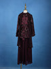 Wine Sequin And Bead Embroidered Kids Net Palazzo Suit