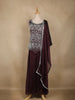 Wine Sequin Design Georgette Palazzo Suit