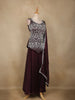 Wine Sequin Design Georgette Palazzo Suit