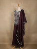 Wine Sequin Design Georgette Palazzo Suit