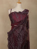 Wine Sequin Designs Net Ready To Wear Saree