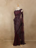 Wine Sequin Designs Net Ready To Wear Saree
