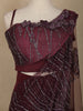 Wine Sequin Designs Net Ready To Wear Saree