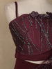Wine Sequin Designs Net Ready To Wear Saree