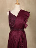 Wine Sequin Georgette Ready To Wear Saree with Designer Blouse