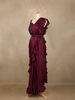 Wine Sequin Georgette Ready To Wear Saree with Designer Blouse