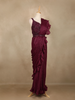 Wine Sequin Georgette Ready To Wear Saree with Designer Blouse