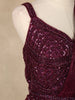 Wine Sequin Georgette Ready To Wear Saree with Designer Blouse
